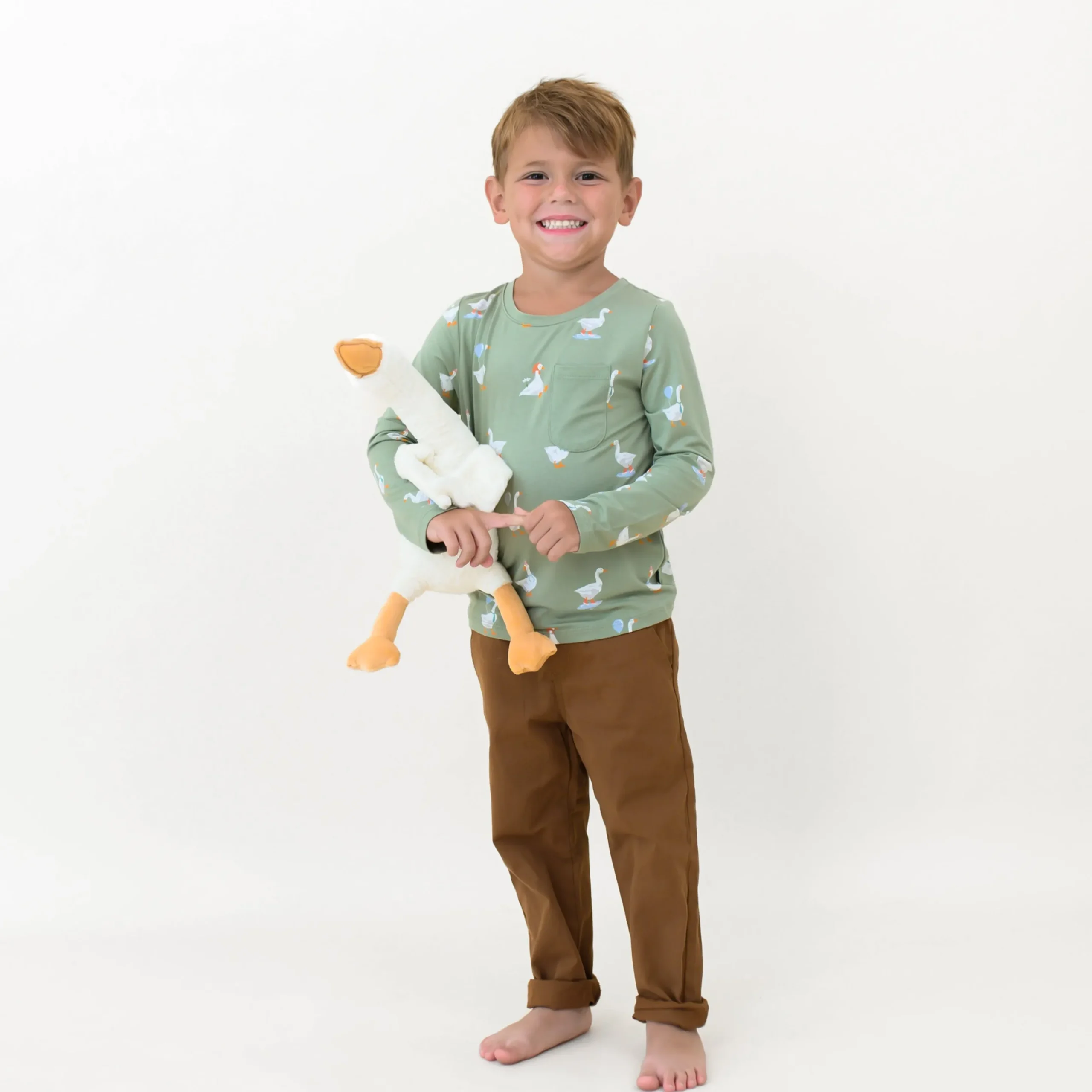 Long Sleeve Toddler Crew Neck Tee in Silly Goose