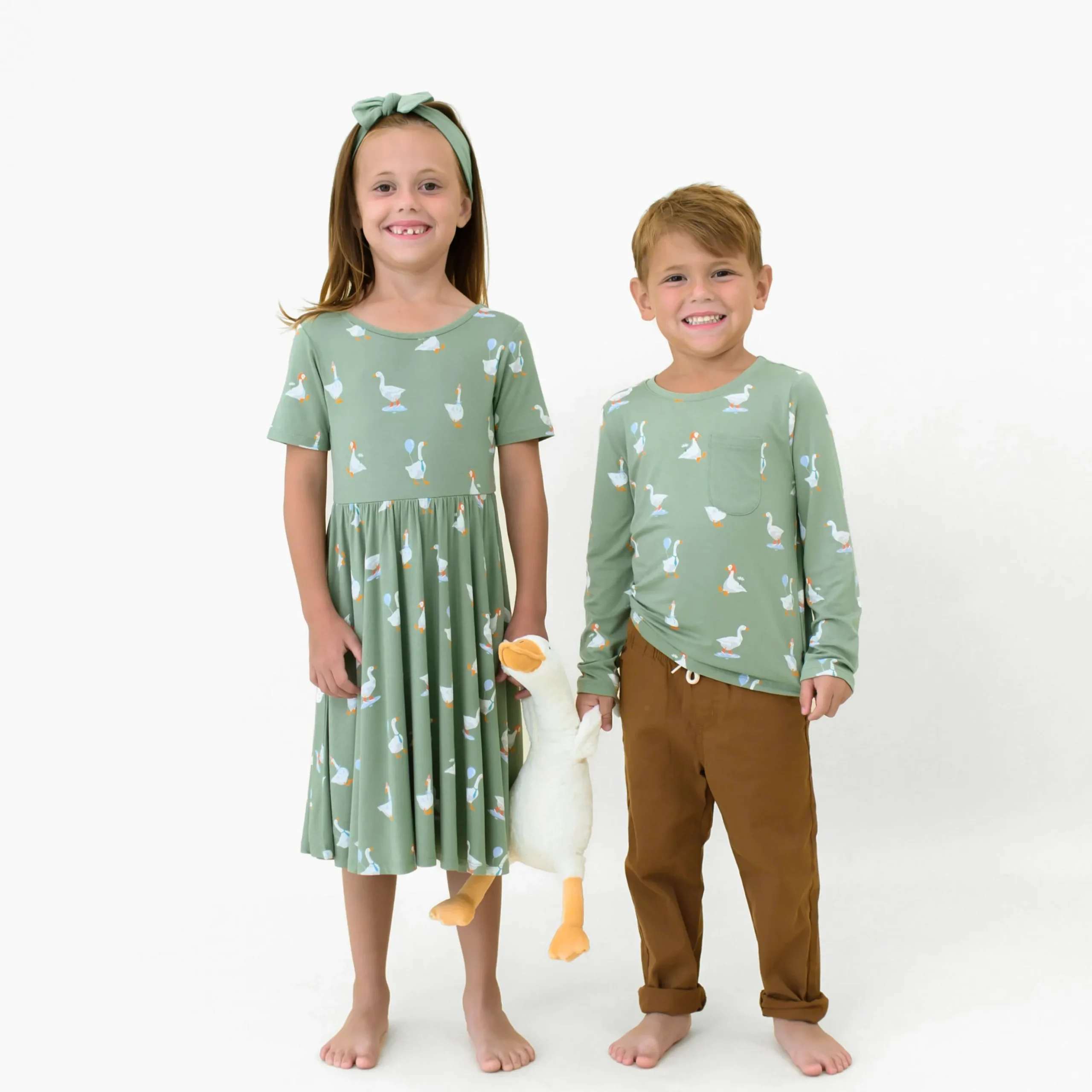 Long Sleeve Toddler Crew Neck Tee in Silly Goose
