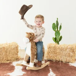 Long Sleeve Toddler Crew Neck Tee in Classic Cowboy