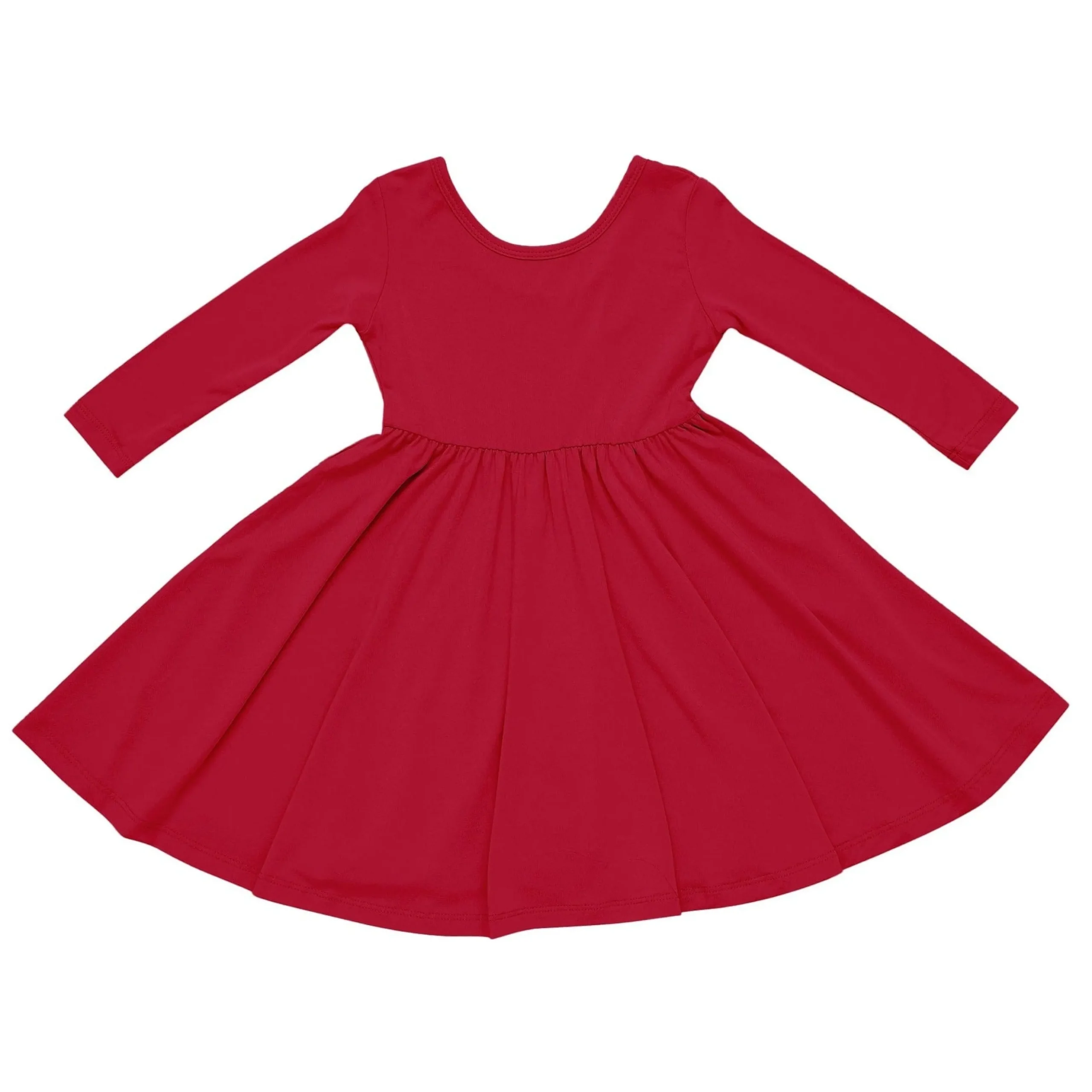 Long Sleeve Twirl Dress in Cardinal