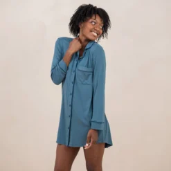 Long Sleeve Women’s Nightshirt in Atlantic