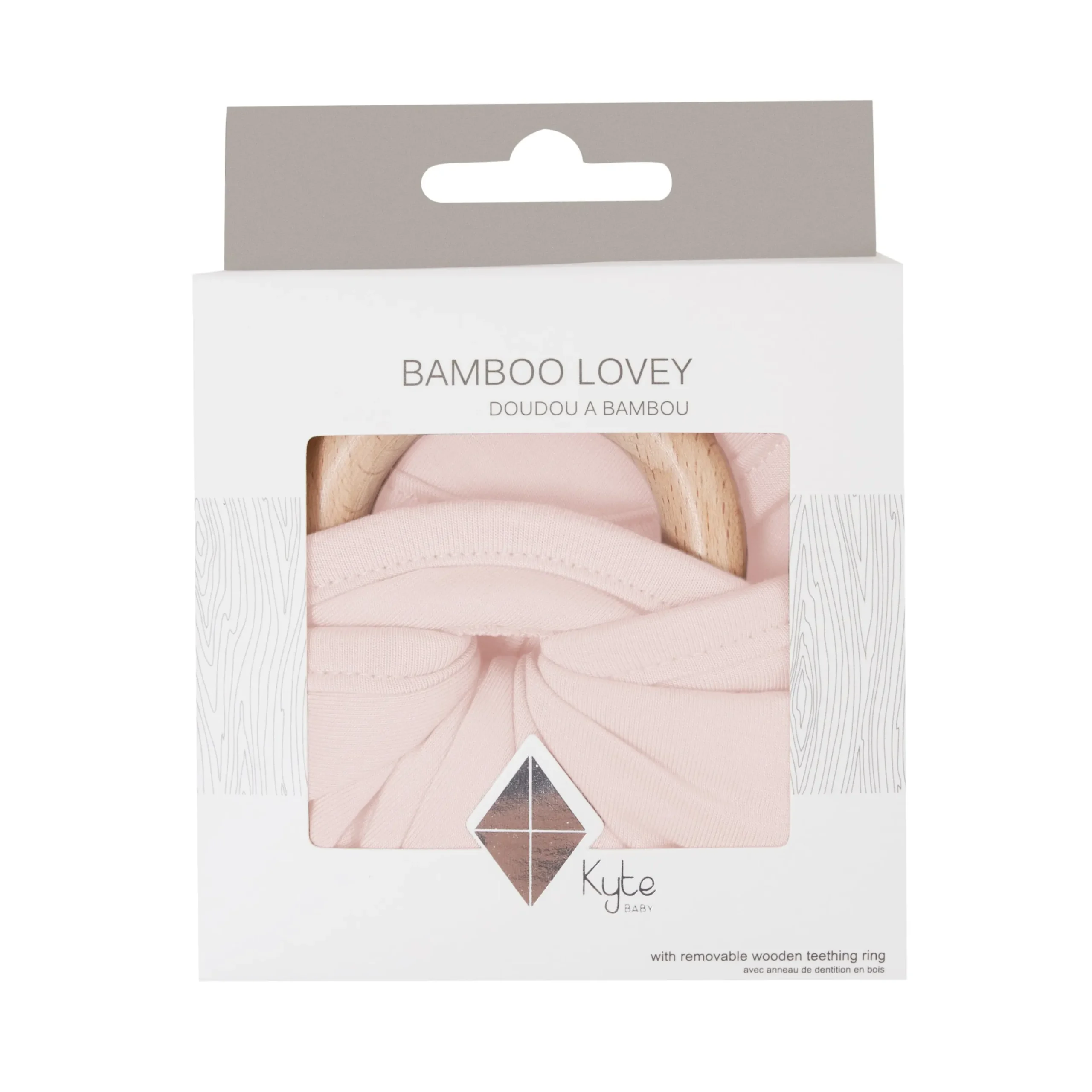 Lovey in Blush with Removable Wooden Teething Ring
