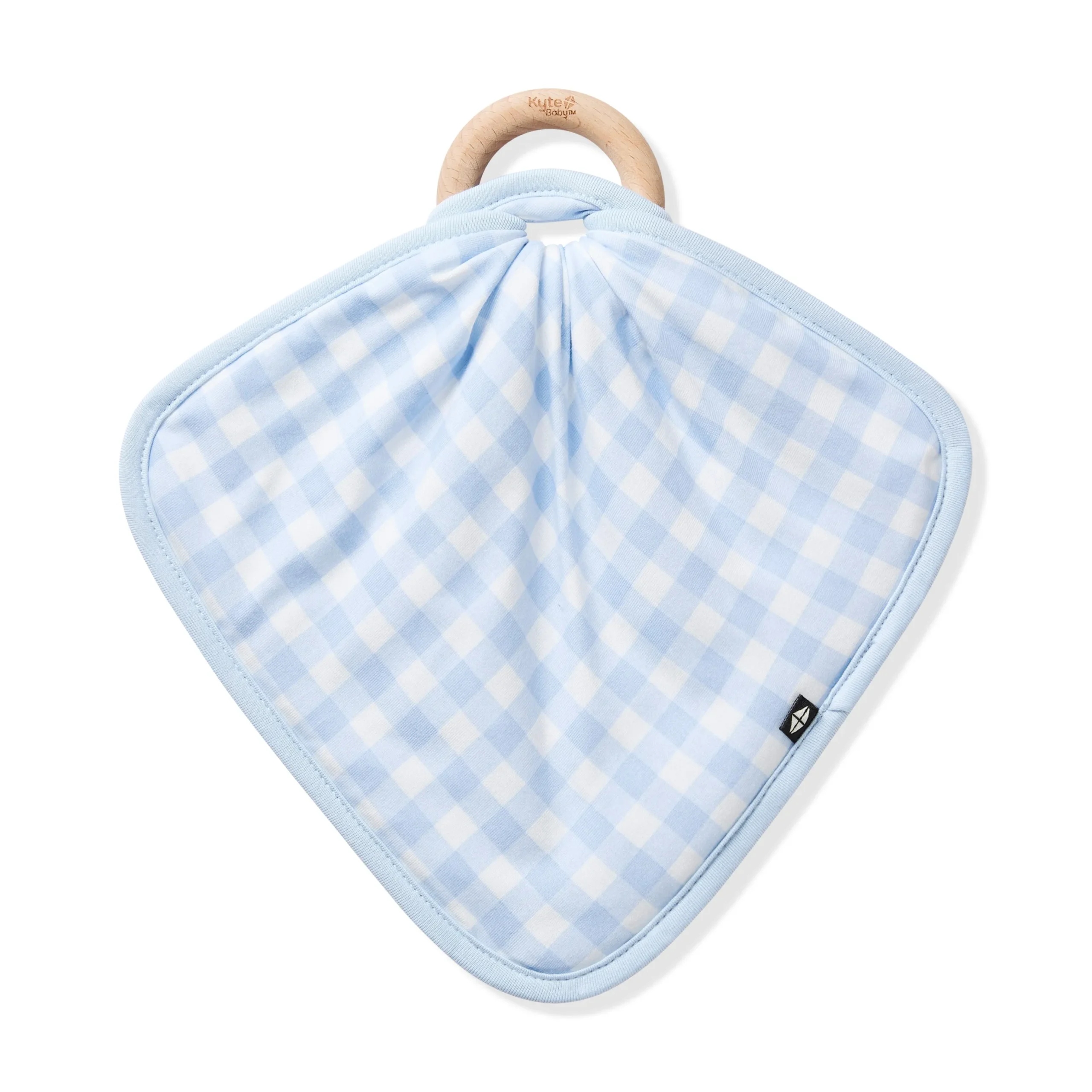 Lovey in Gingham Breeze with Removable Wooden Teething Ring