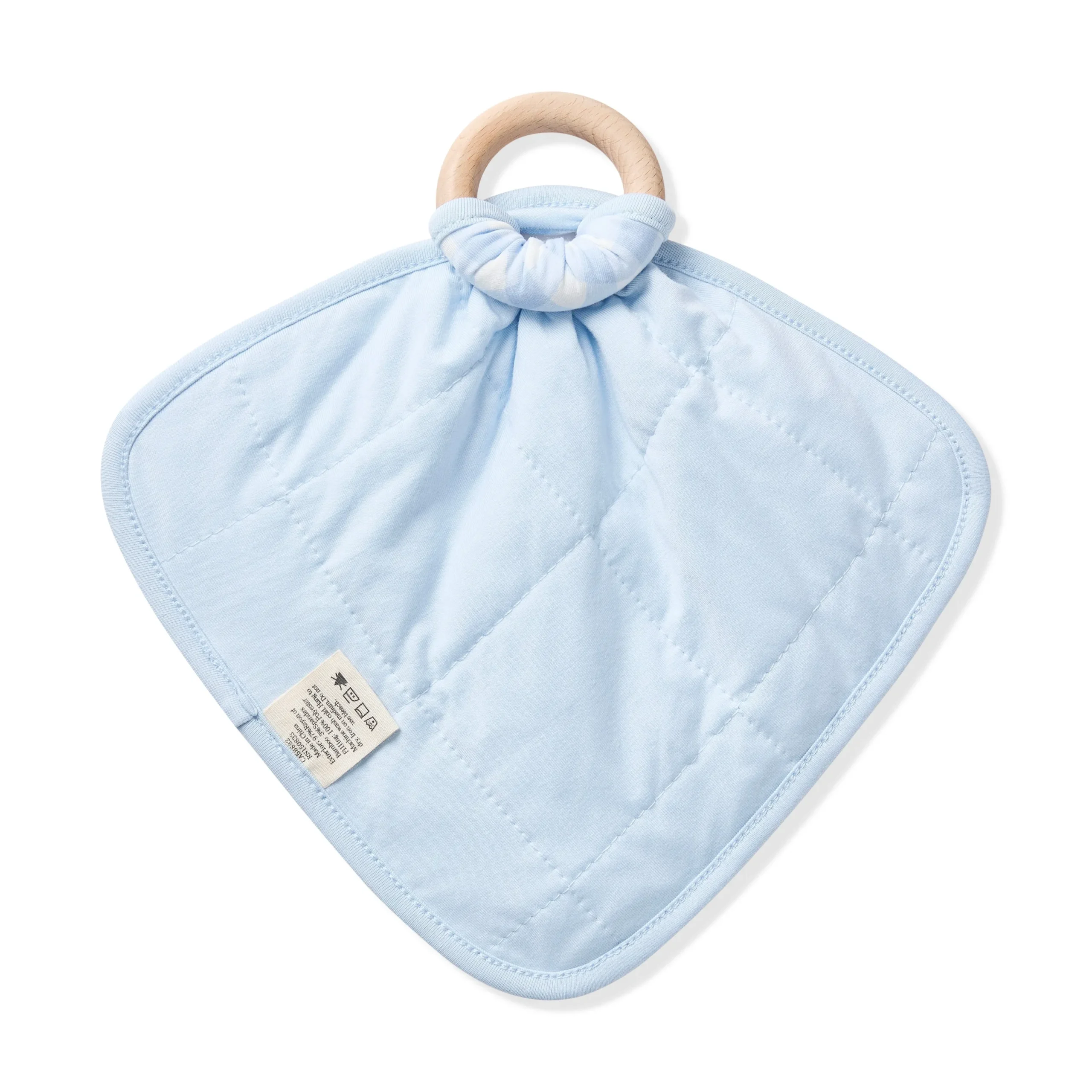 Lovey in Gingham Breeze with Removable Wooden Teething Ring