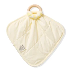 Lovey in Gingham Chamomile with Removable Wooden Teething Ring