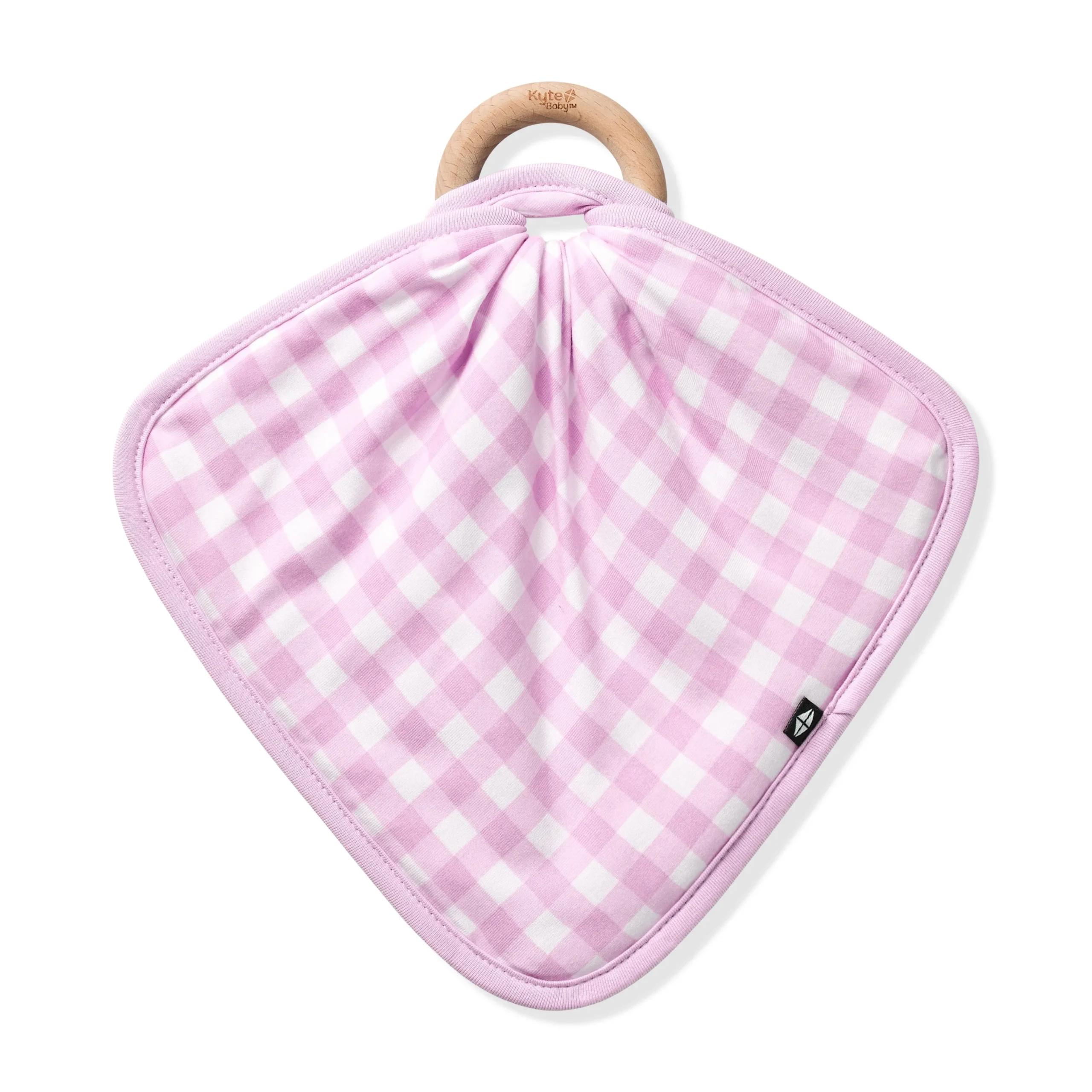 Lovey in Gingham Thistle with Removable Wooden Teething Ring