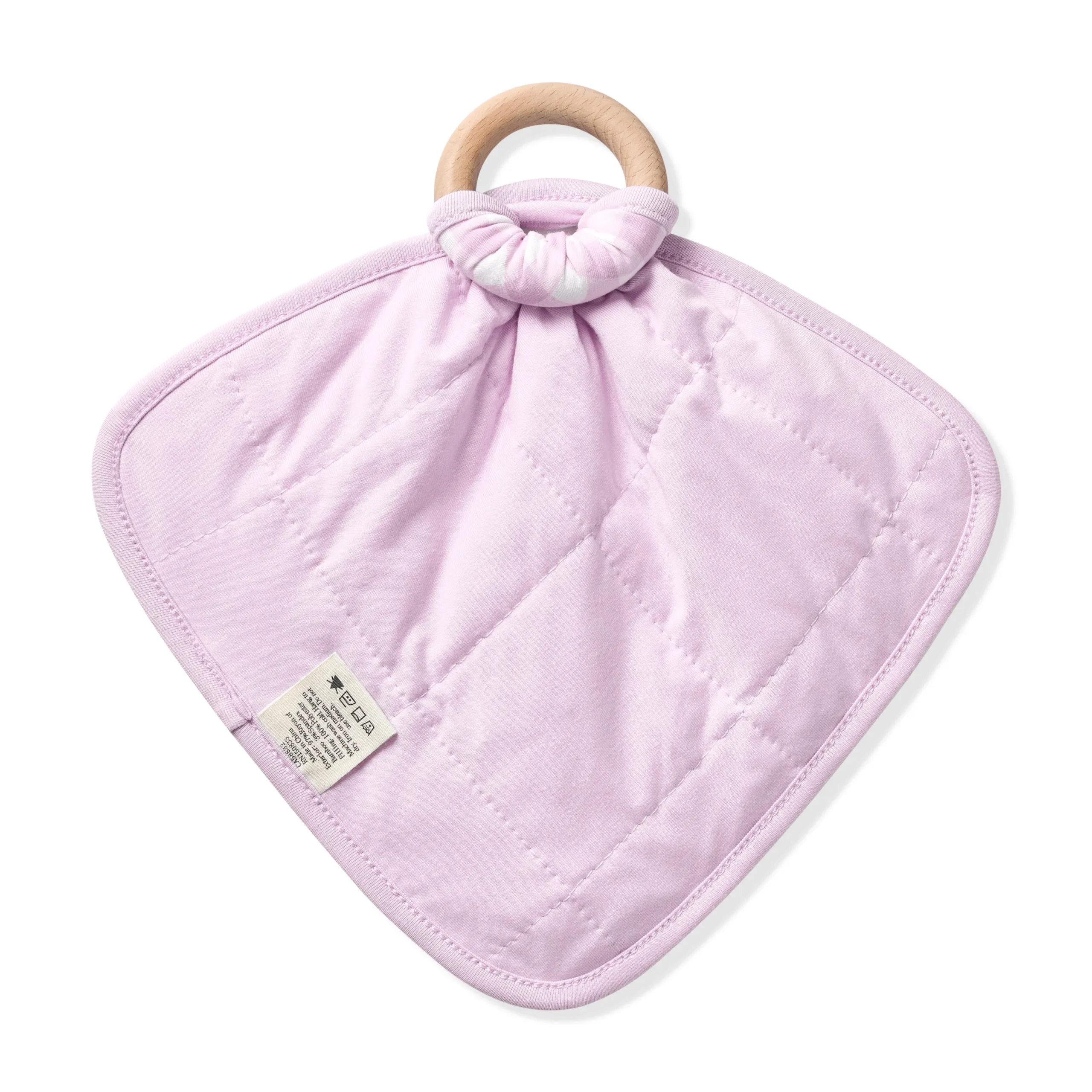 Lovey in Gingham Thistle with Removable Wooden Teething Ring