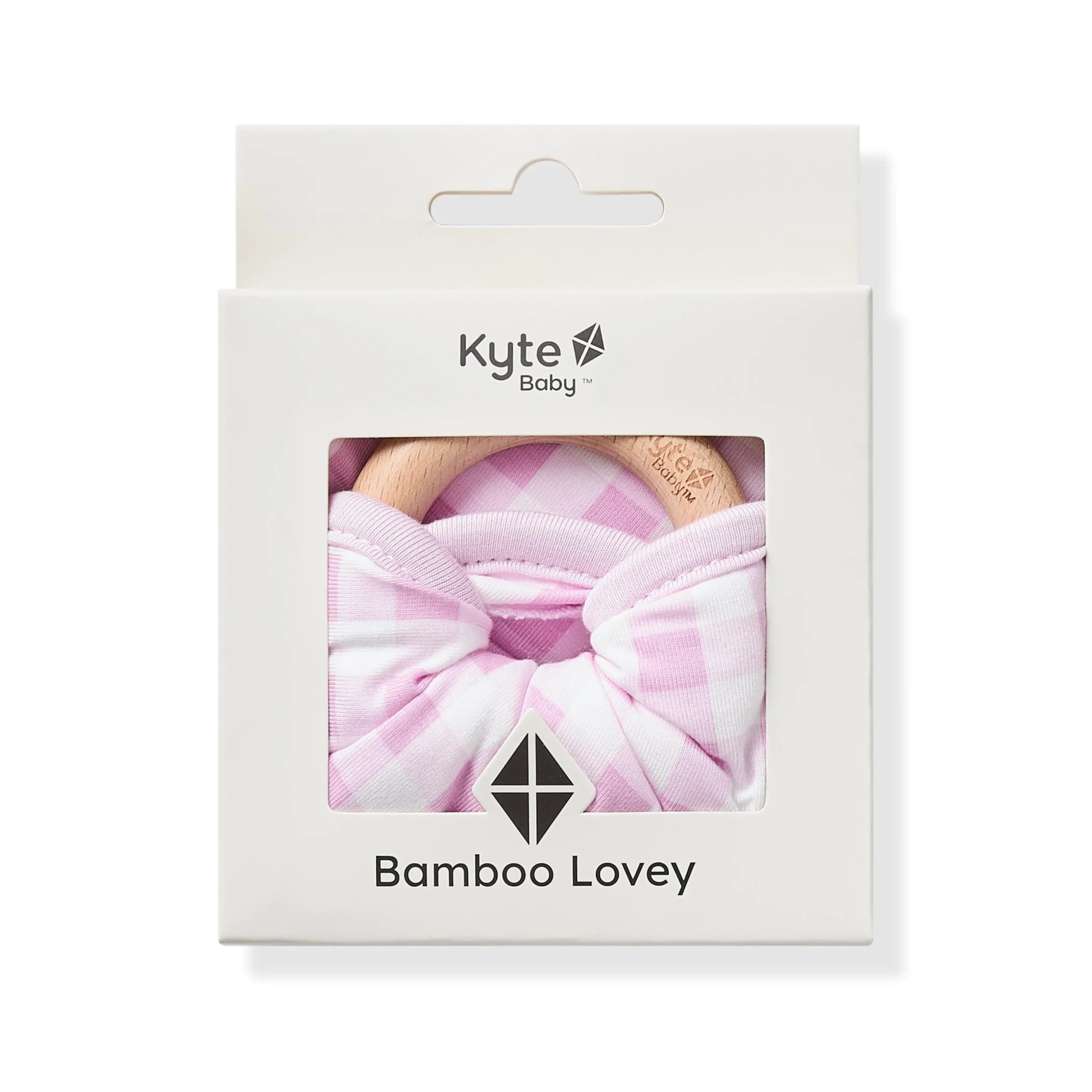 Lovey in Gingham Thistle with Removable Wooden Teething Ring