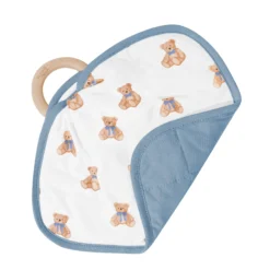 Lovey in Teddy Bear with Removable Wooden Teething Ring