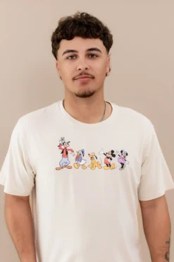 Men's Crew Neck Tee in Mickey and Friends on Ecru