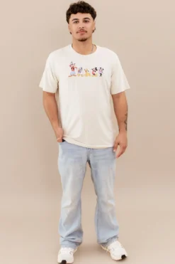 Men's Crew Neck Tee in Mickey and Friends on Ecru