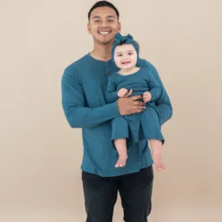 Men's Long Sleeve Henley Top in Atlantic