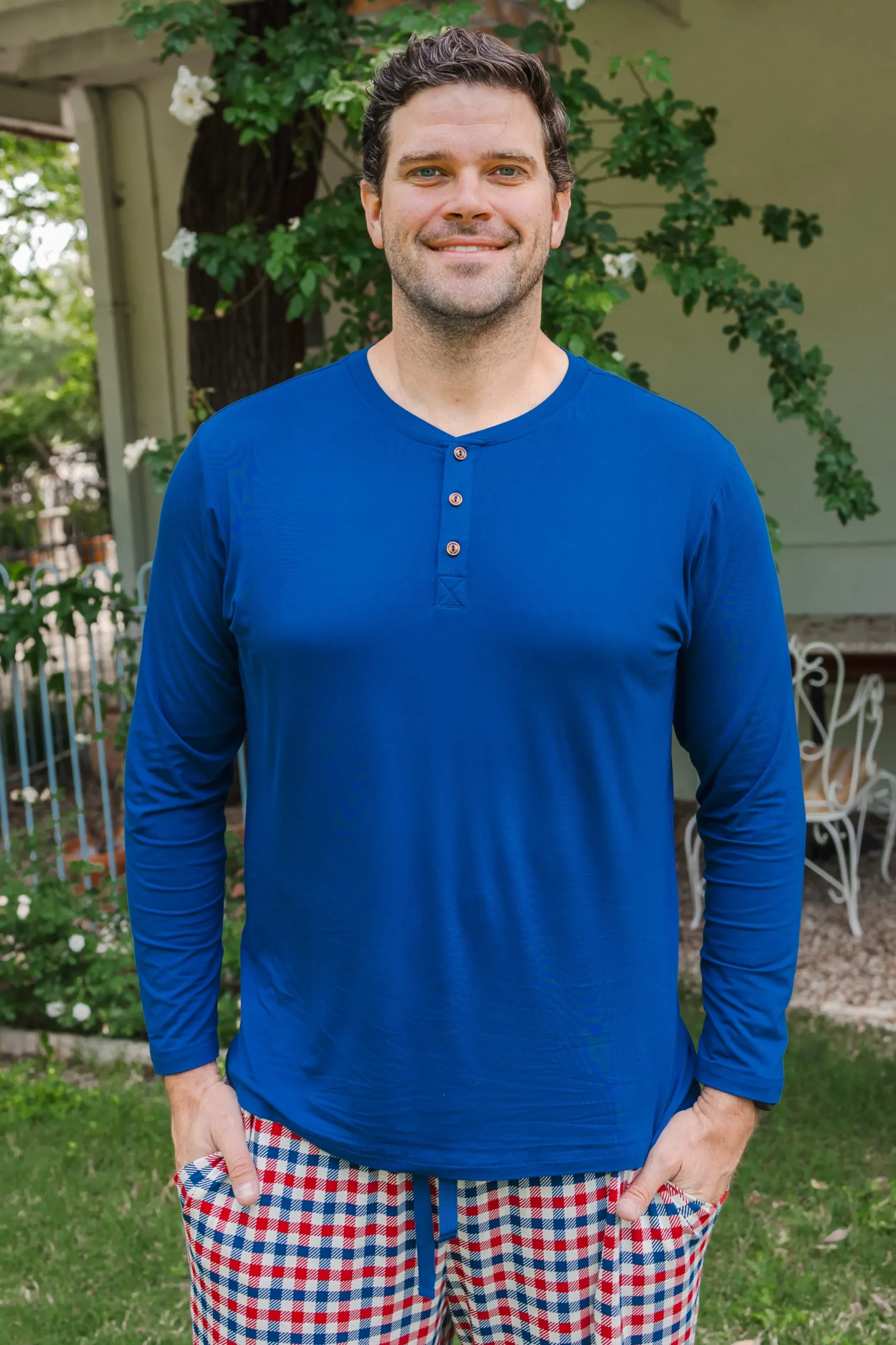 Men's Long Sleeve Henley Top in Tahoe