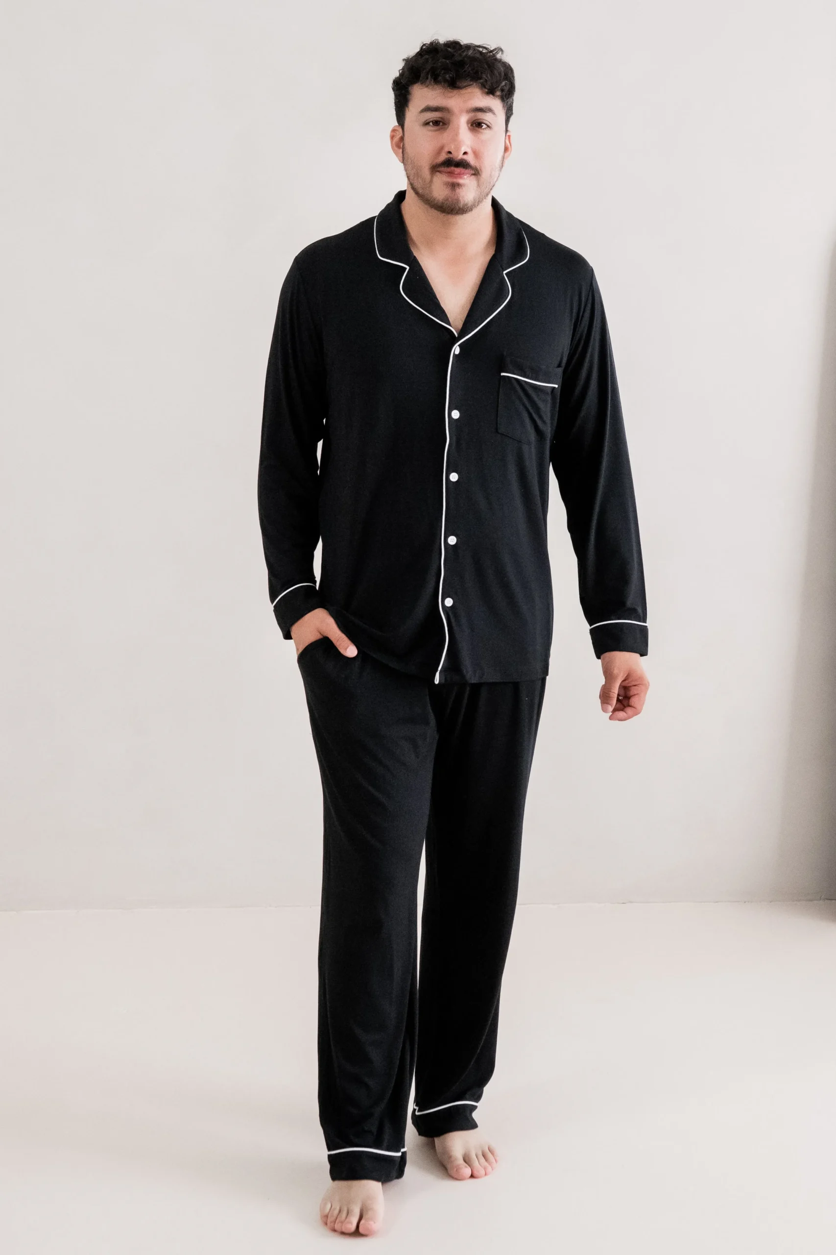 Men's Long Sleeve Pajama Set in Midnight