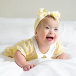 Peter Pan Collar Bodysuit Dress in Gingham Chamomile