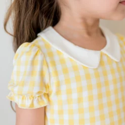 Peter Pan Collar Dress in Gingham Chamomile