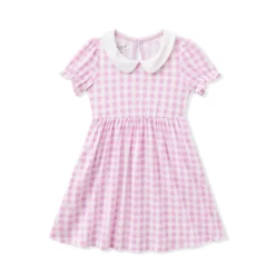 Peter Pan Collar Dress in Gingham Thistle