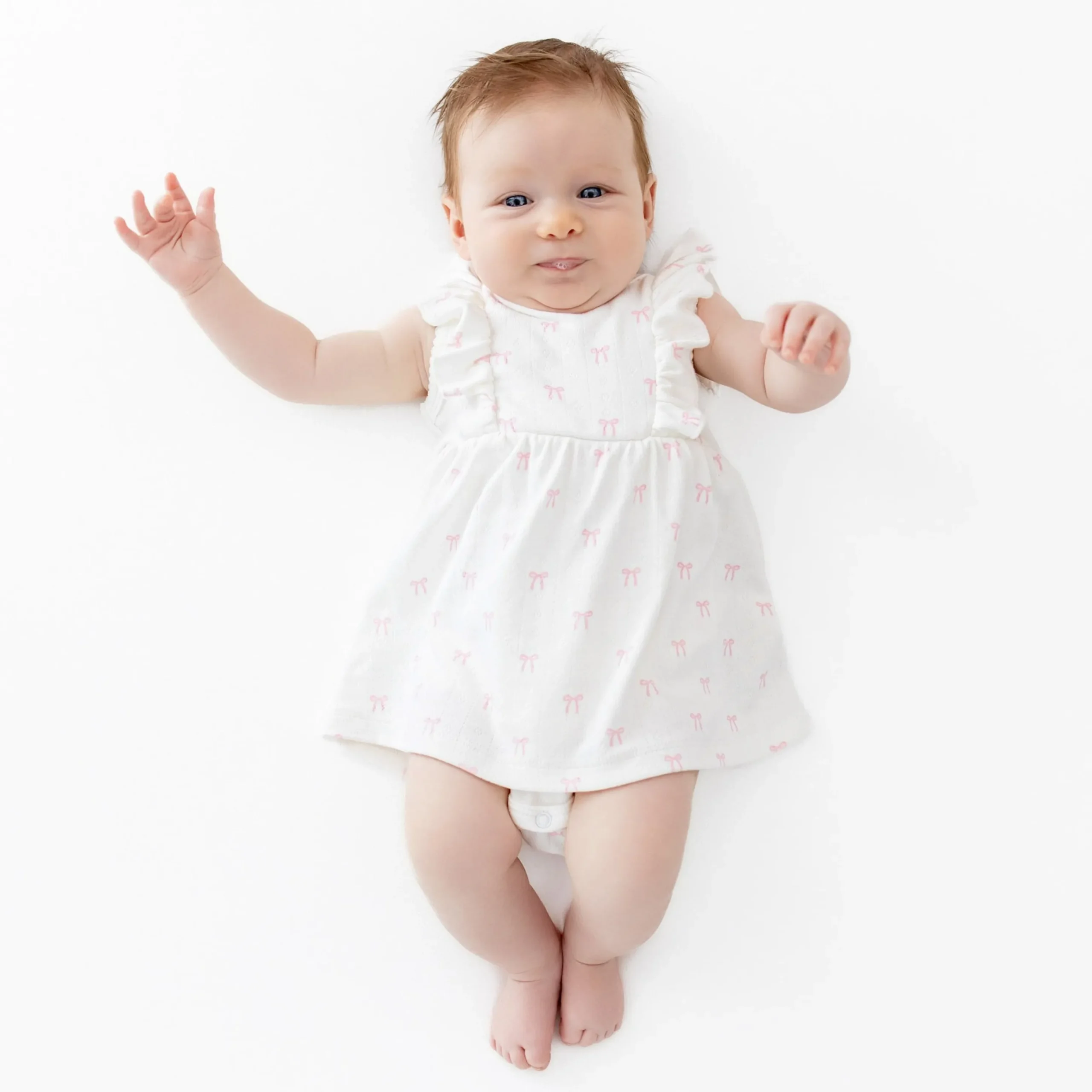 Pointelle Bodysuit Dress in Sweet Pink Bow