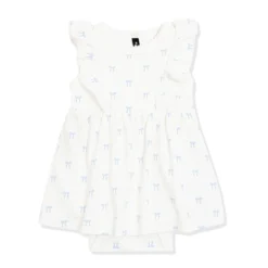Pointelle Bodysuit Dress in Sweet Blue Bow