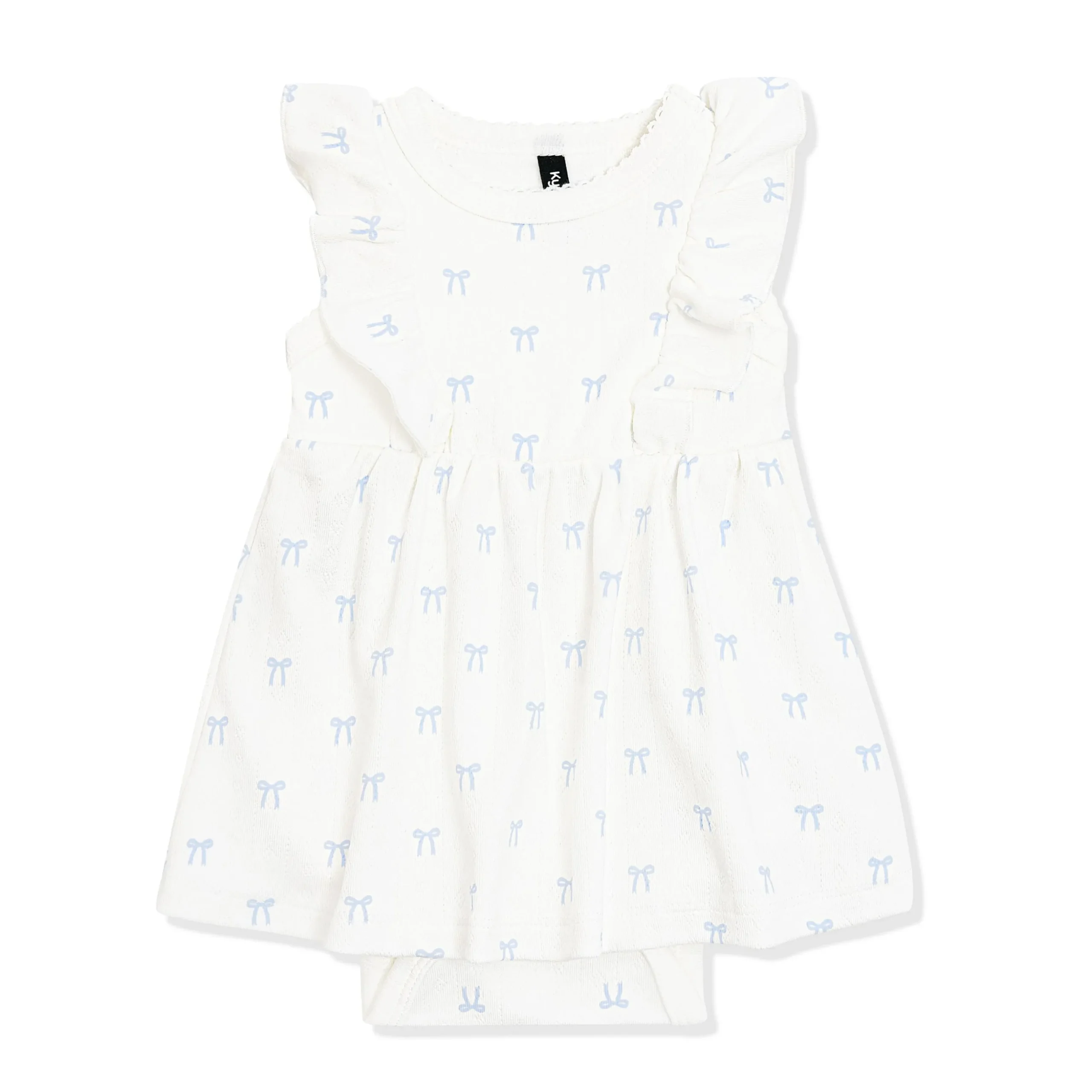 Pointelle Bodysuit Dress in Sweet Blue Bow