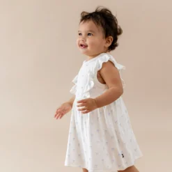 Pointelle Bodysuit Dress in Sweet Blue Bow