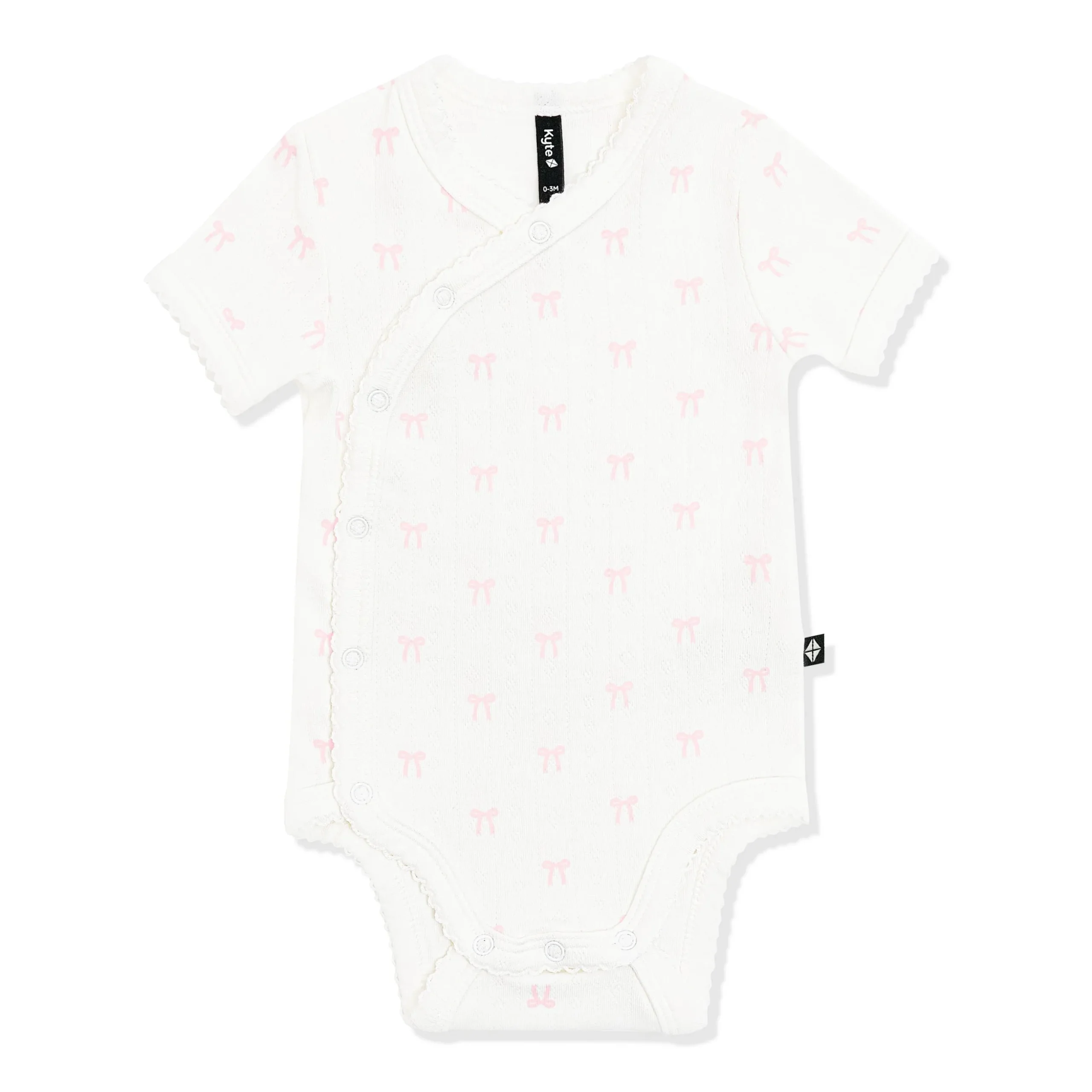 Pointelle Kimono Bodysuit in Sweet Pink Bow
