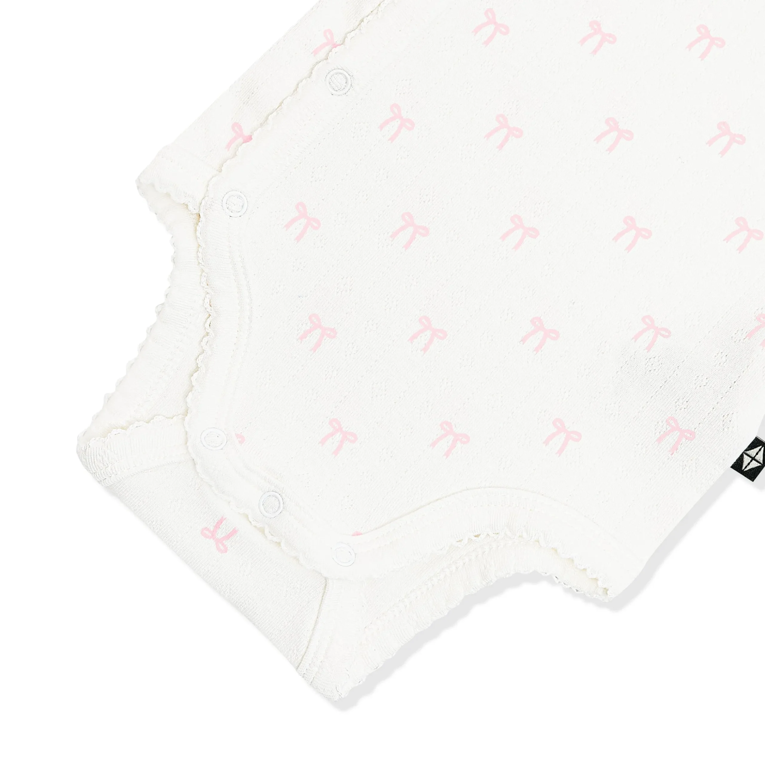 Pointelle Kimono Bodysuit in Sweet Pink Bow