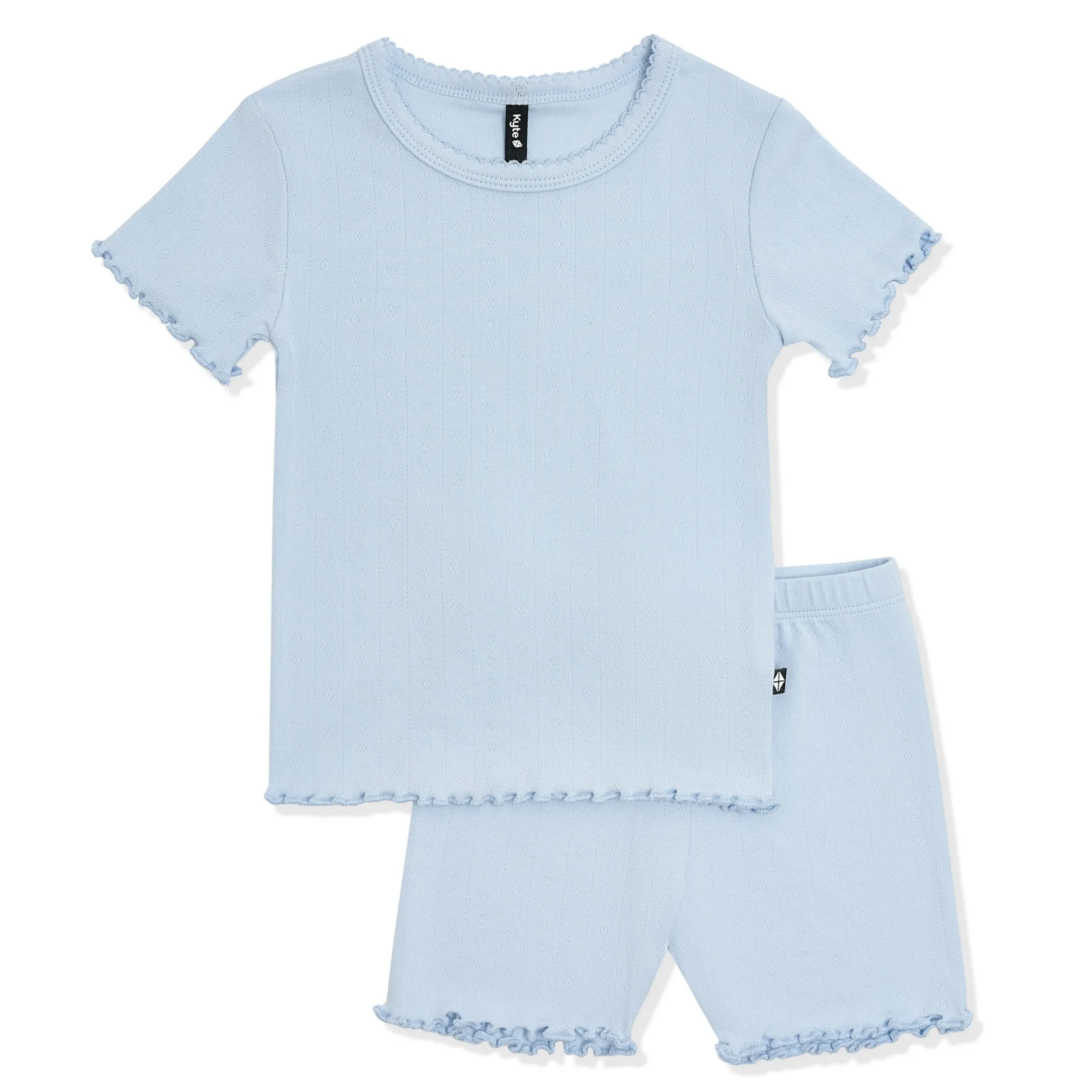 Pointelle Short Sleeve Set in Breeze