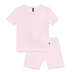 Pointelle Short Sleeve Set in Sakura