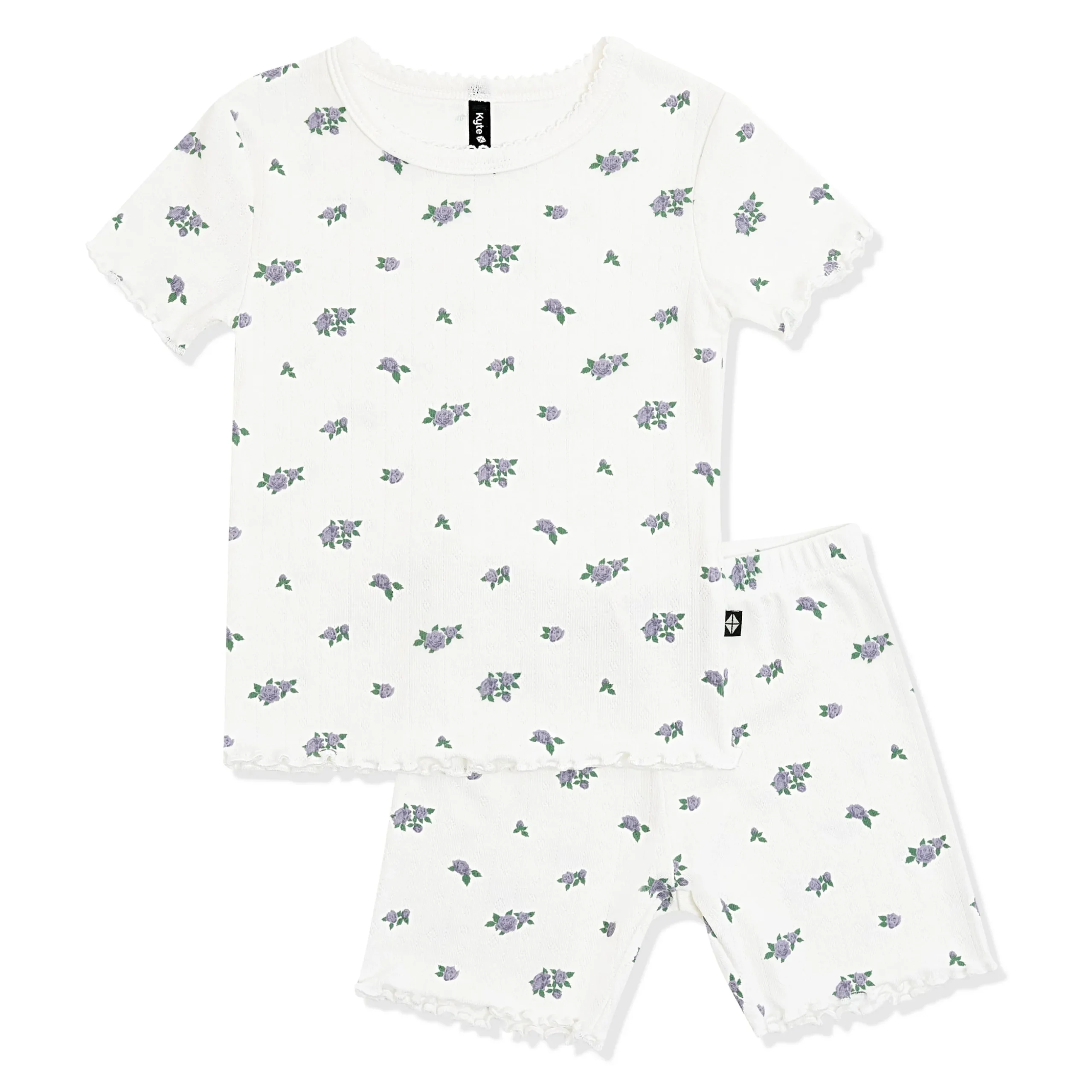 Pointelle Short Sleeve Set in Spray Rose