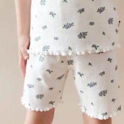 Pointelle Short Sleeve Set in Spray Rose