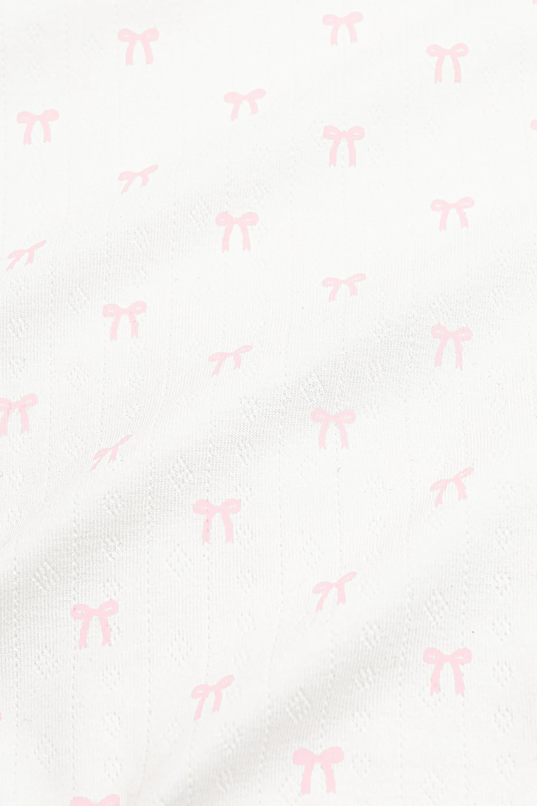 Pointelle Zippered Footie in Sweet Pink Bow