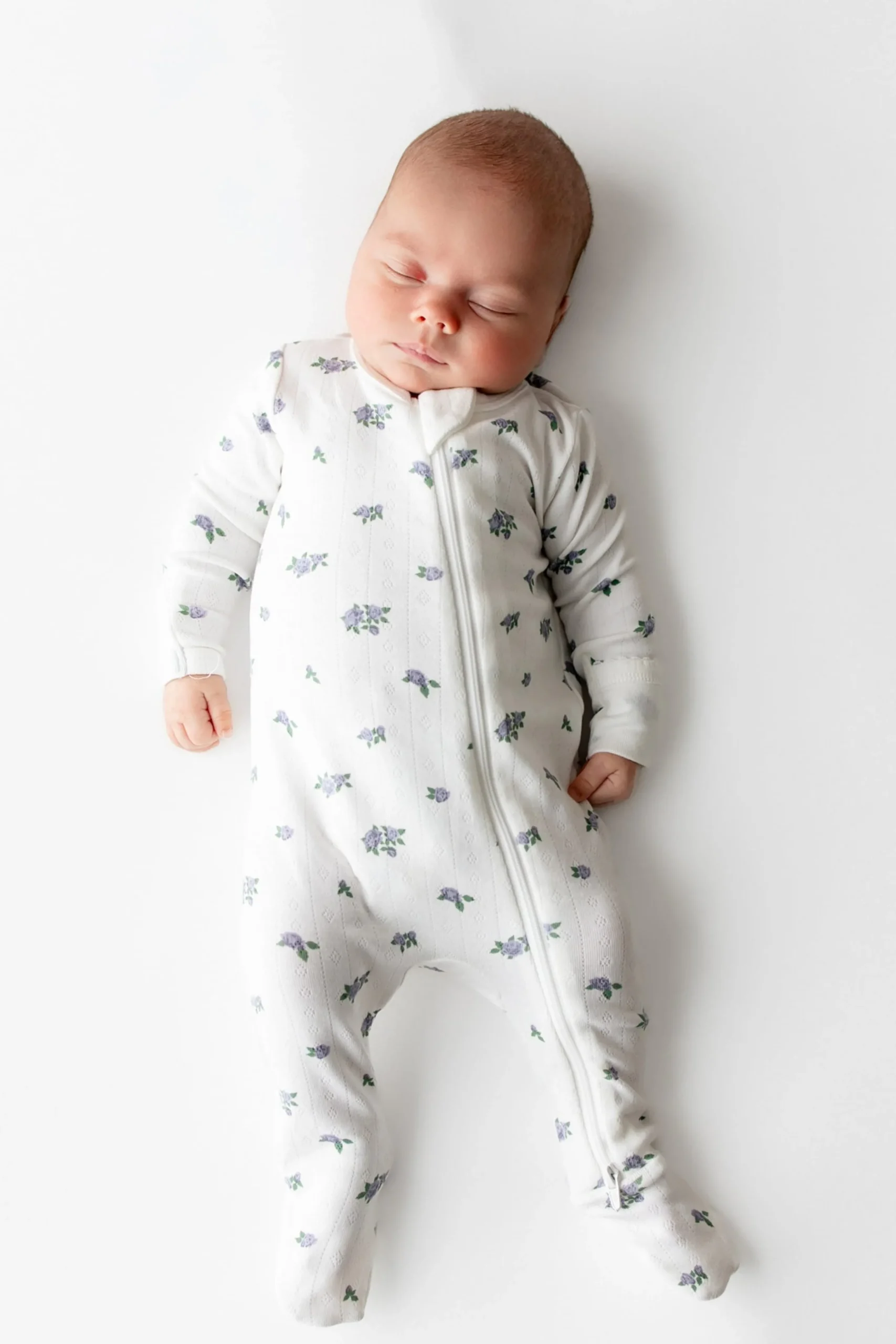 Pointelle Zippered Footie in Spray Rose