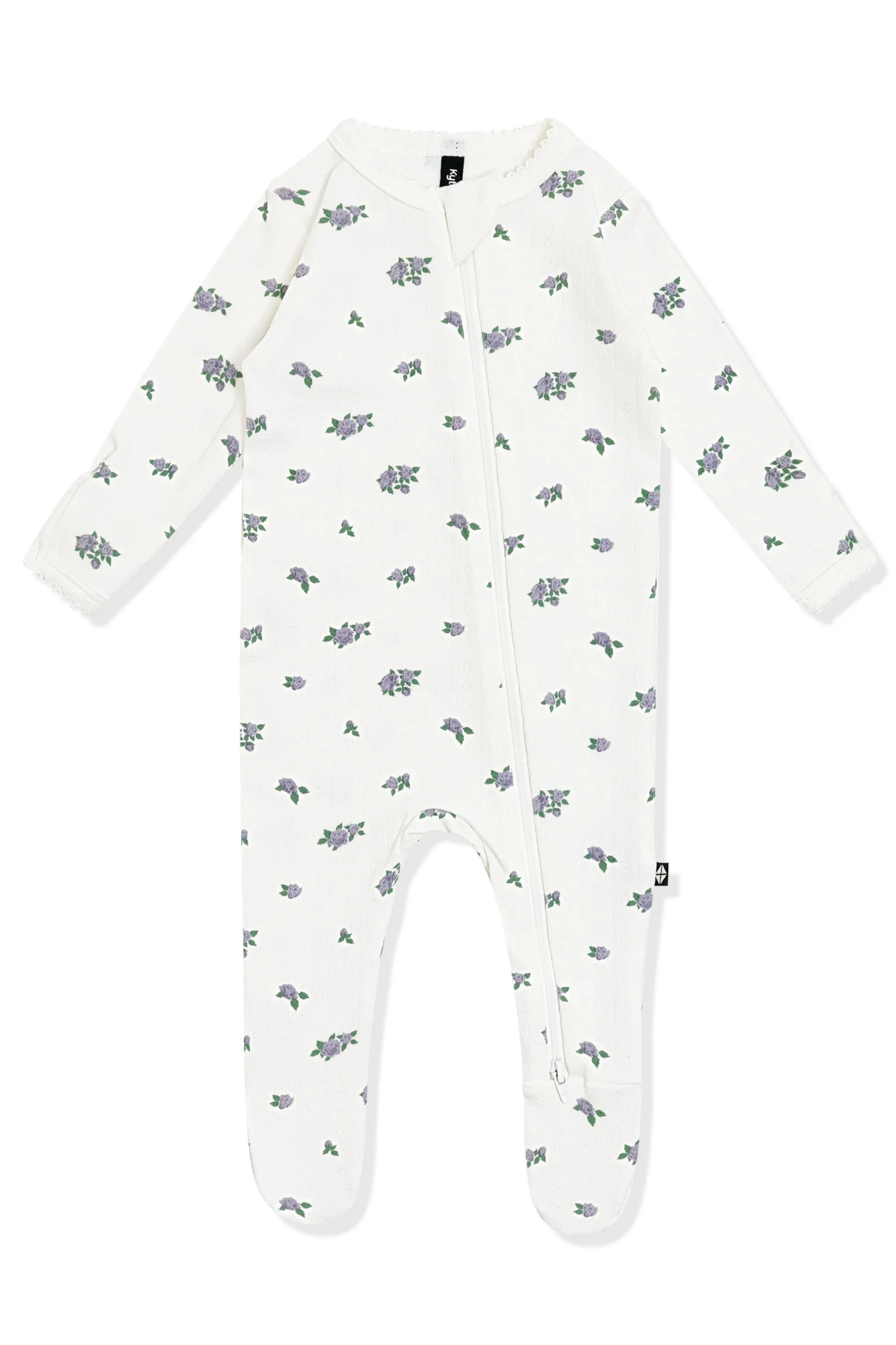 Pointelle Zippered Footie in Spray Rose