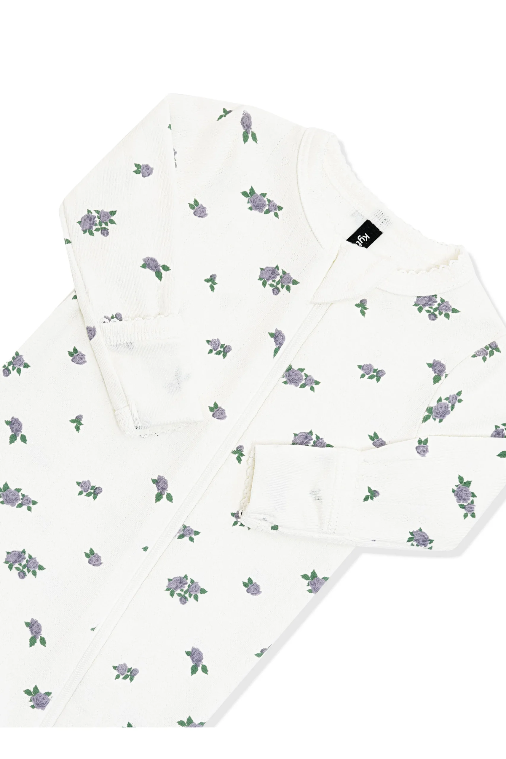 Pointelle Zippered Footie in Spray Rose