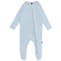 Pointelle Zippered Footie in Breeze