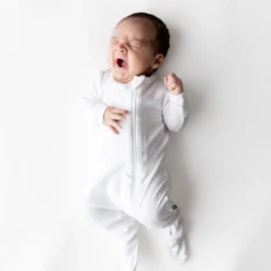 Pointelle Zippered Footie in Cloud