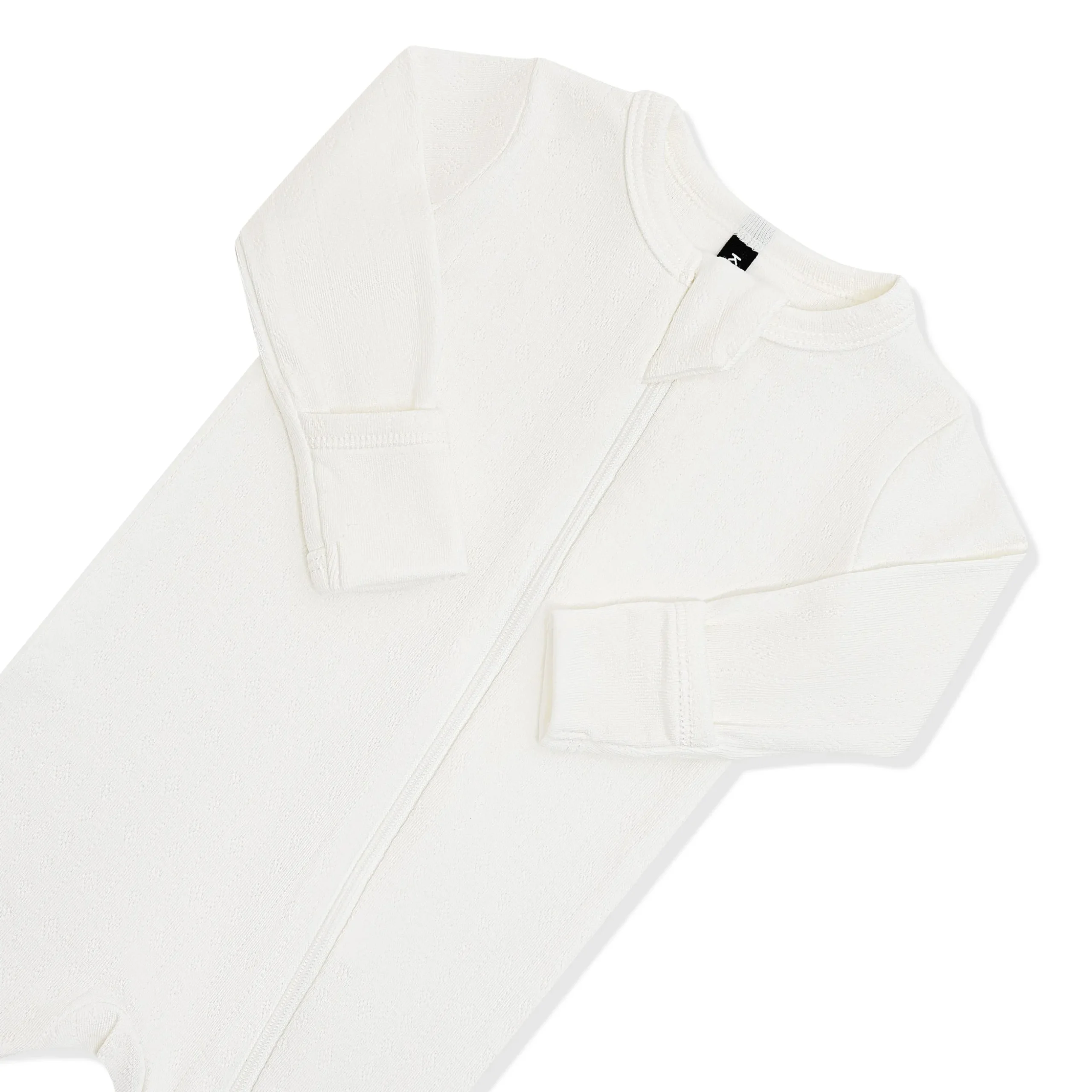 Pointelle Zippered Footie in Cloud