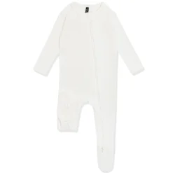 Pointelle Zippered Footie in Cloud