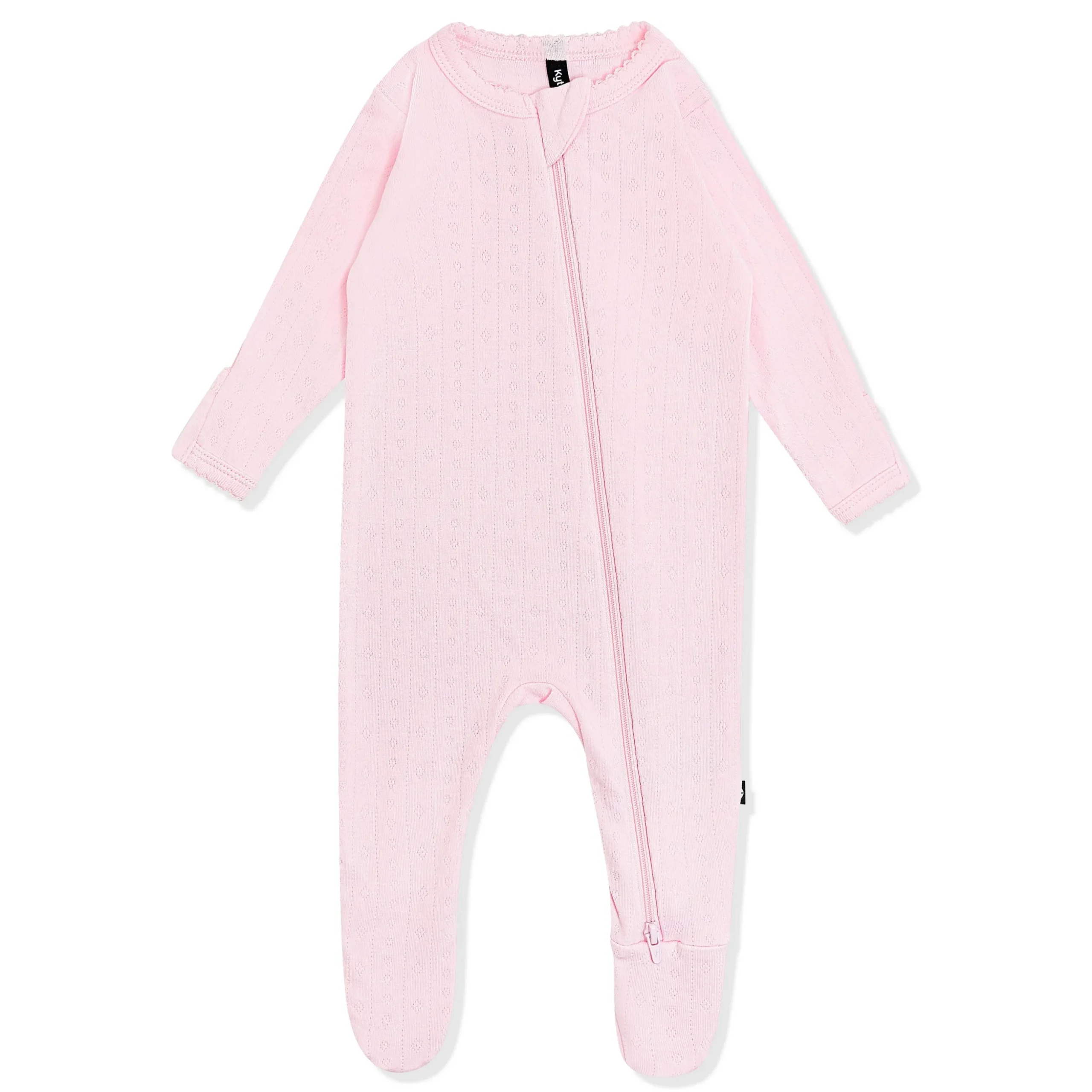 Pointelle Zippered Footie in Sakura