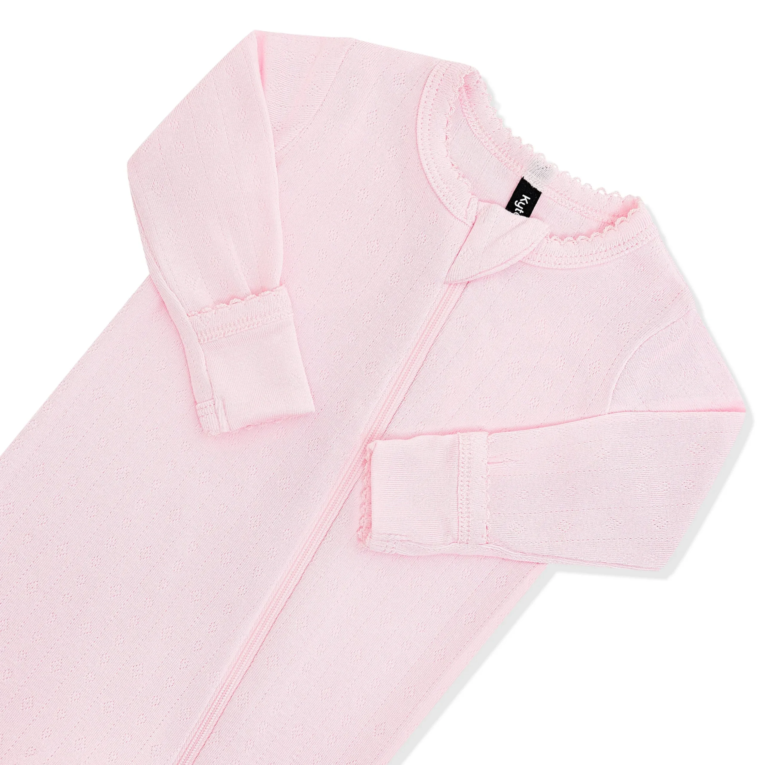 Pointelle Zippered Footie in Sakura