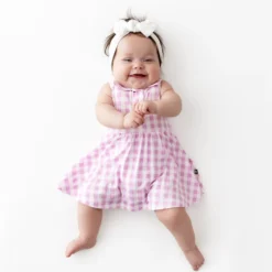 Polo Bodysuit Dress in Gingham Thistle