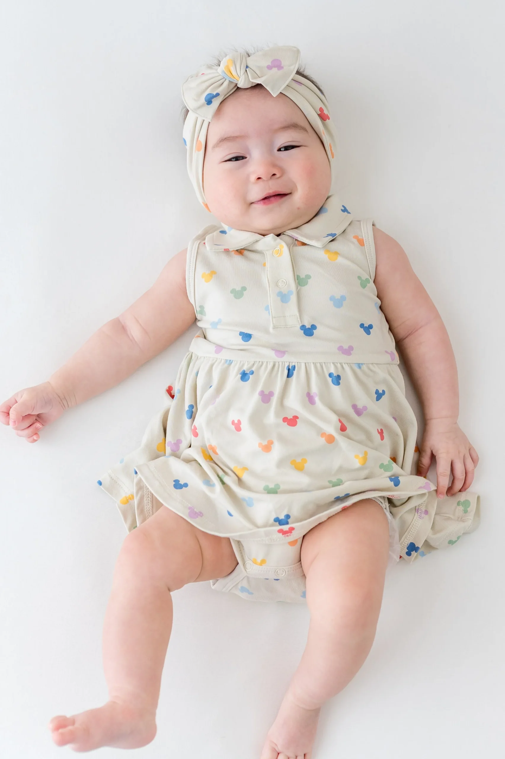 Polo Bodysuit Dress in Pastel Mickey Mouse