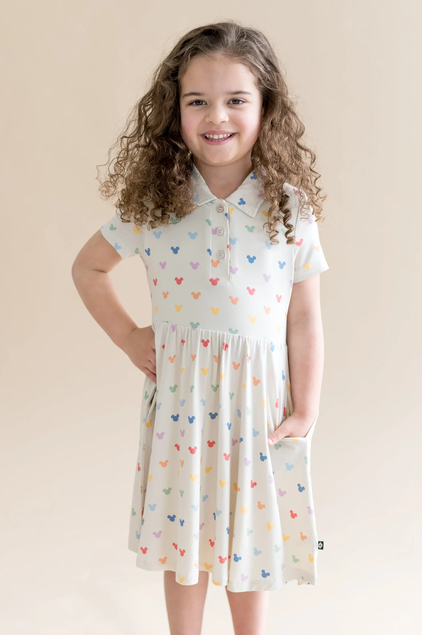 Polo Dress in Pastel Mickey Mouse
