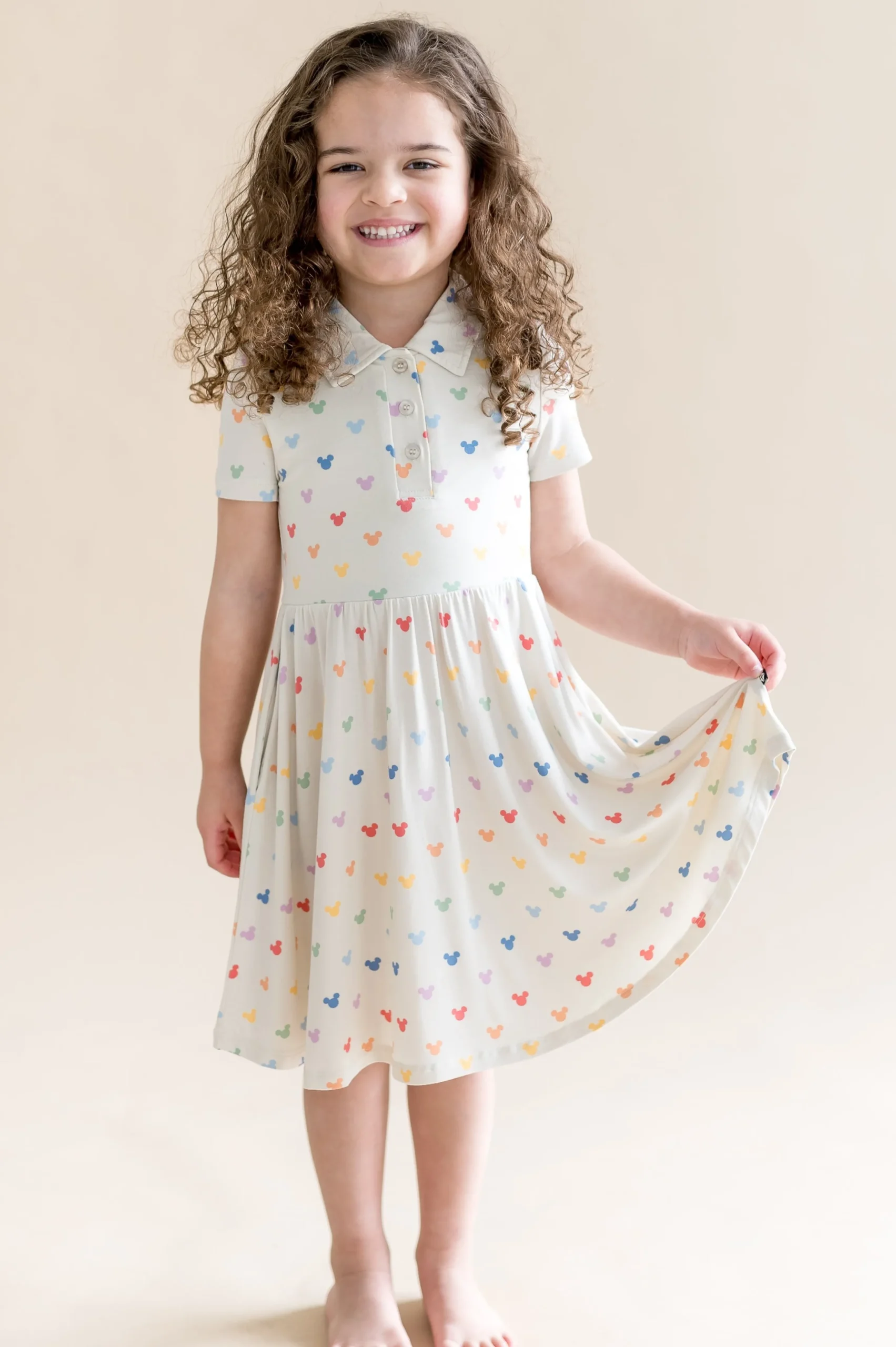 Polo Dress in Pastel Mickey Mouse