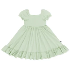 Puff Sleeve Twirl Dress in Basil