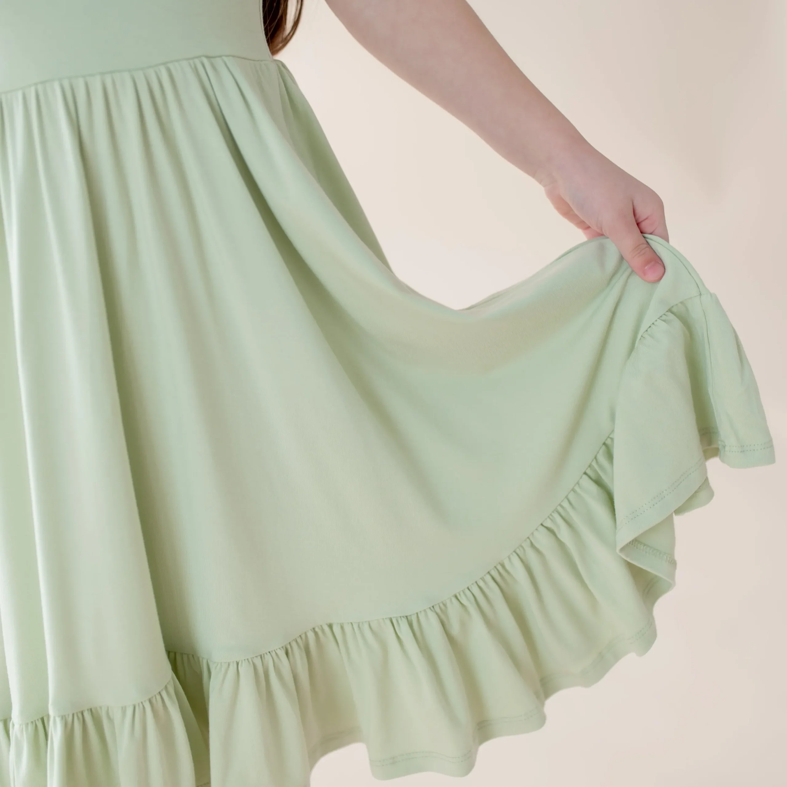 Puff Sleeve Twirl Dress in Basil