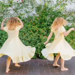 Puff Sleeve Twirl Dress in Chamomile