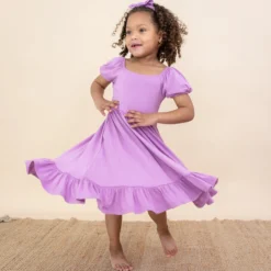 Puff Sleeve Twirl Dress in Poi