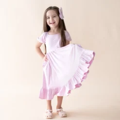 Puff Sleeve Twirl Dress in Thistle